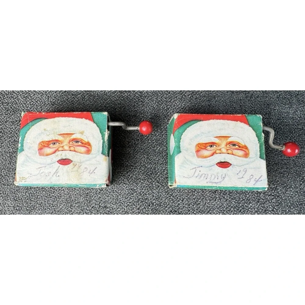 Vintage Christmas Trinket Lot Tiny Needle Point Pillow 2 Hurdy Gurdy Music Boxes